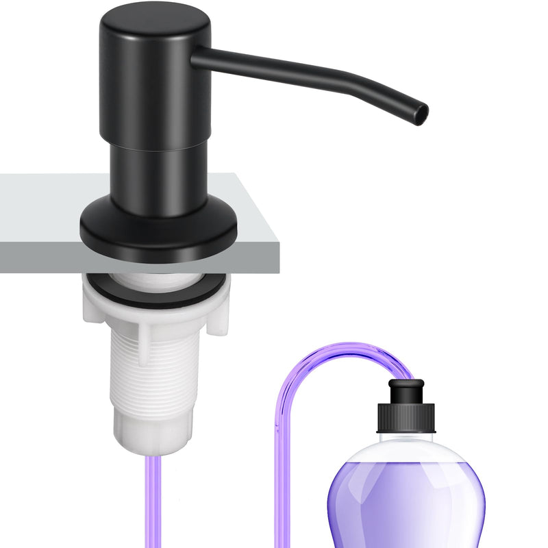 Soap Dispenser Kitchen Sink, Sink Soap Dispenser, 47" Extension Tube kit, Dish Soap Dispenser Pump, No Need More Refills (Black) Black