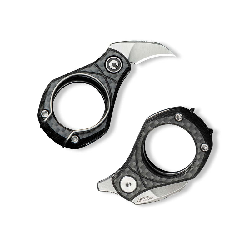 CIVIVI Pyrus Mini Keychain Knife (1 Piece), Small EDC Pocket Folding Box Cutter with 14C28N Blade & Carbon Fiber Ringed Handle, Christmas Stocking Stuffers Gift for Men Women C23038-3