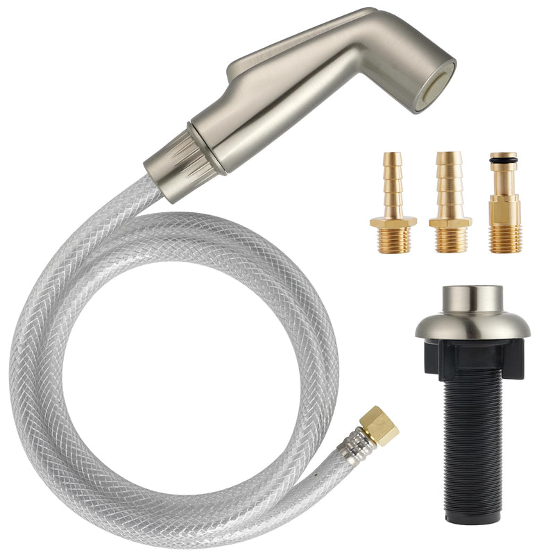 Universal Kitchen Sink Spray Attachment/Hose/Holder Set, Brushed Nickel | Compatible with Moen/Delta Faucet, Kitchen Side Sprayer, Kitchen Sink Faucet Sprayer Replacement Sprayer Head/Hose/Holder Set
