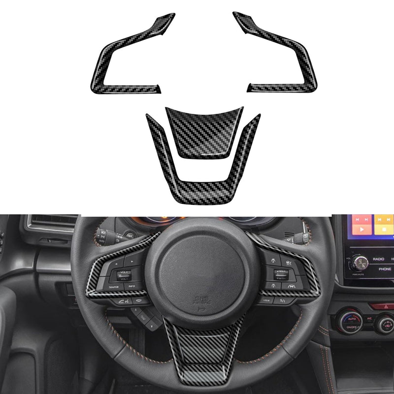 Steering Wheel Trim Cover for Subaru Forester Ascent SUV 2019-2024, for Legacy Outback Crosstrek XV Outback 2018-2024, for Impreza 2017-2024, ABS Carbon Fiber, 4PCS
