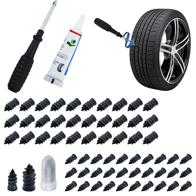 60 Pcs Tire Repair Rubber Nail, Tire Repair Nail Tire Repair Rubber Screws Fast Tool Self-Service Tire Repair Nail Vacuum Suitable for Car Motorcycle Jeep Tire Puncture Repair