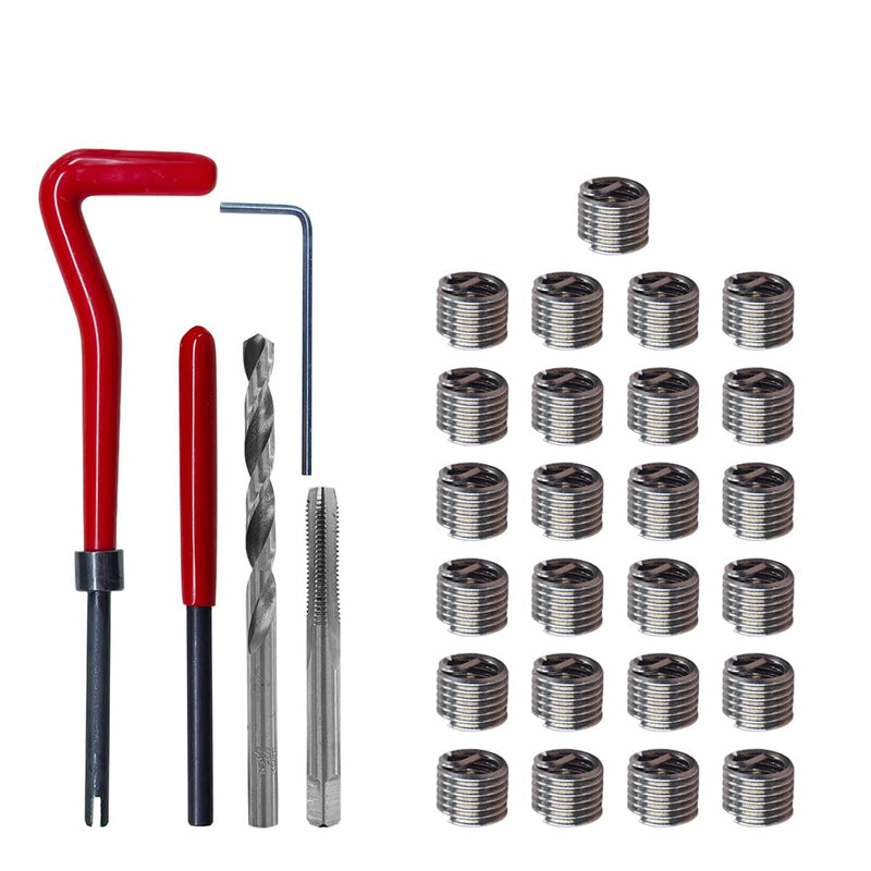 30PCS M6 x 1.0mm Thread Repair Insert Kit, Metric Helicoil Kit Compatible Hand Tool Set, M6 Thread Repair Kit Stainless Steel Helicoil Inserts Set for Auto Repairing