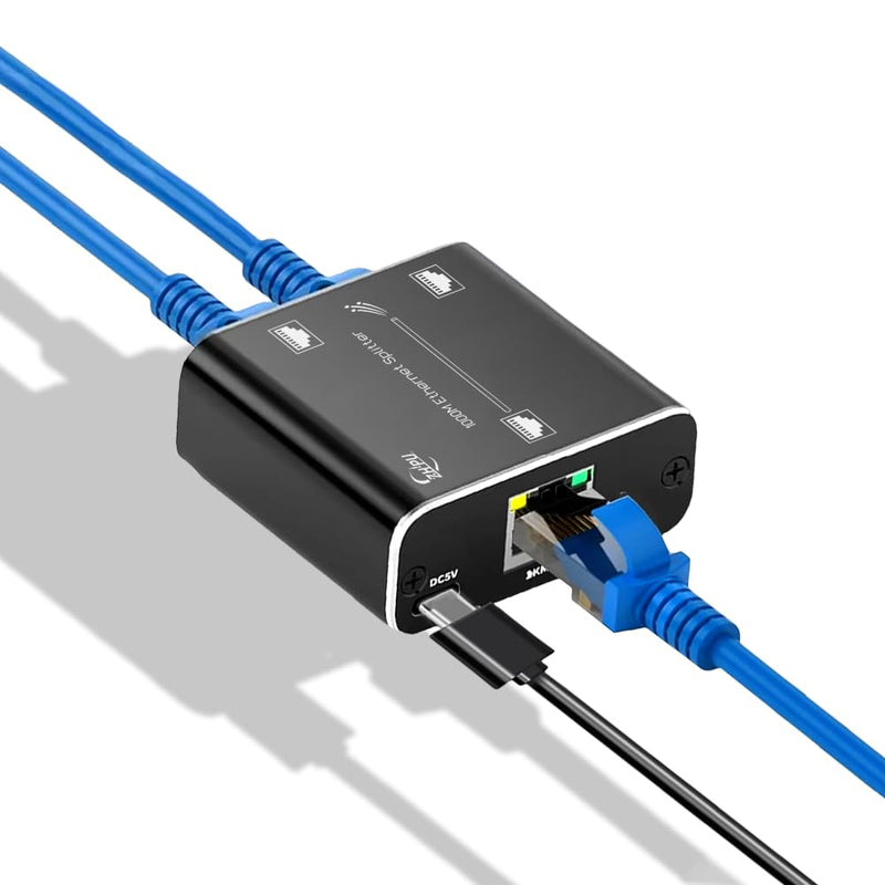 Ethernet Splitter 3Ports Switch 1 in 2 Out High Speed 1000Mbps RJ45 Ethernet Splitter LAN Splitter,Gigabit Internet Splitter with USB Power Cable for Cat5/5e/6/7/8 Cable