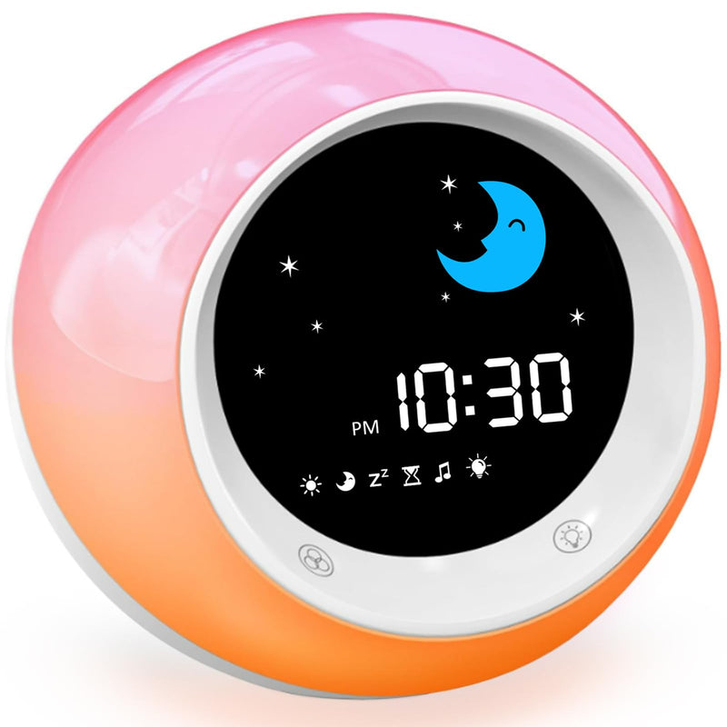 iHoo Toddlers Sleep Training Clock, Kids Alarm Clock with Night Light & Nap Timer, Ok to Wake Clock for 2-9 Years Girls Boys White