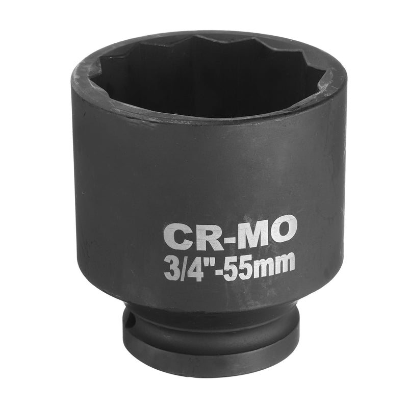 uxcell 3/4-Inch Drive 12 Point Impact Socket 55mm Metric Spindle Axle Nut Socket Driver Wrench for Auto Repair Easy Removal