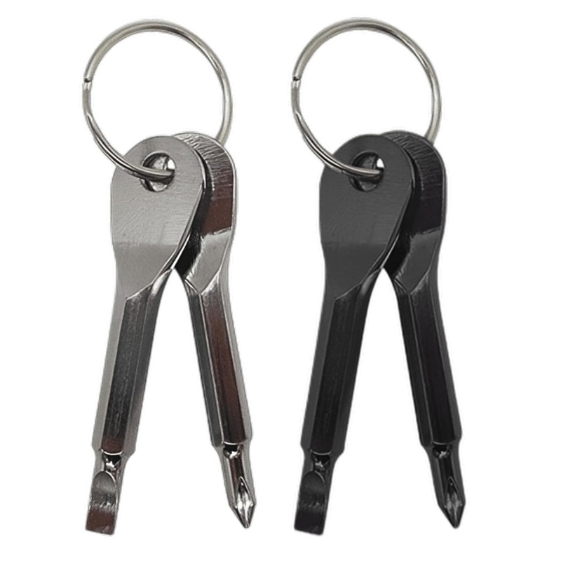 Pocket Screwdriver Set (Pack of 2) - Best Stocking Stuffers - EDC Keychain - Portable Repair Tool for Small Projects, Furniture - Compact & Ergonomic Flat Head & Phillips Key Screwdriver - 2 Colors