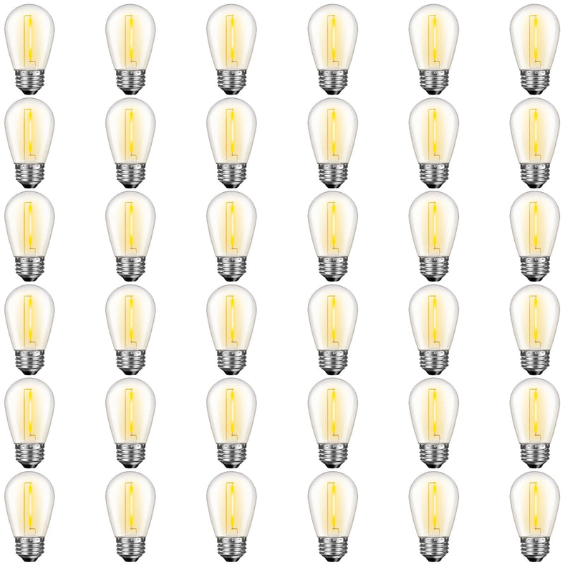 GvvooHome 36 Pack S14 LED Bulbs for Outdoor String Lights, Shatterproof Replacement Edison Bulbs for Patio String Lights Outdoor Waterproof, Warm White 2200K, Dimmable, E26 Standard Base