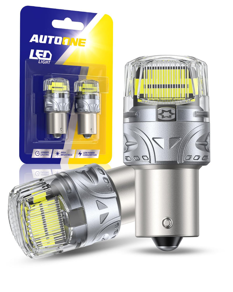 AUTOONE Upgraded 1156 LED Bulb White, 500% Super Bright, 7506 BA15S P21W LED Replacement with Projector for Backup Reverse Tail Brake DRL Signal Parking Lights, Pack of 2 1156/7506