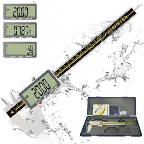Digital Caliper,ACEMETER 0-8" Vernier Calipers Measuring Tool-Electronic Micrometer with Large LCD Screen,Metal Metric Measure Caliper for Engineer Carpenter,Auto-Off Feature,Inch/Fraction/Millimeter Stainless Steel 8 inch/200mm