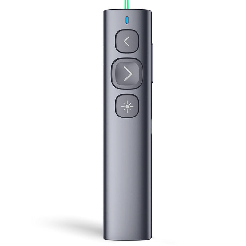 Norwii N95 Bluetooth Presentation Clicker with USB-A Receiver, PowerPoint Clicker for Presentation Remote, Rechargeable Wireless Presenter Pointer, Slide Clicker for PC/Laptop/e-Book(Green, BLE&USB-A) Green Light