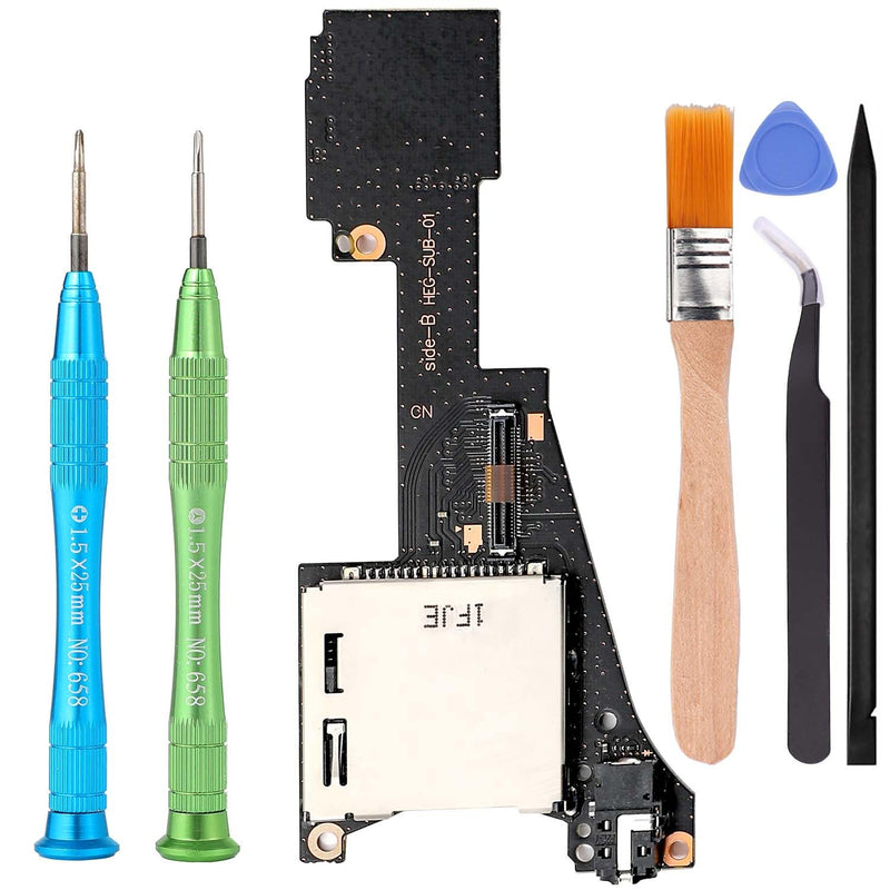 Compatible with Nintendo Switch OLED, Ikpek Game Card Reader Cartridge Micro SD Card Slot Tray Headphone Jack Daughterboard Replacement for NS OLED with Repair Tools Green - 1 Pack