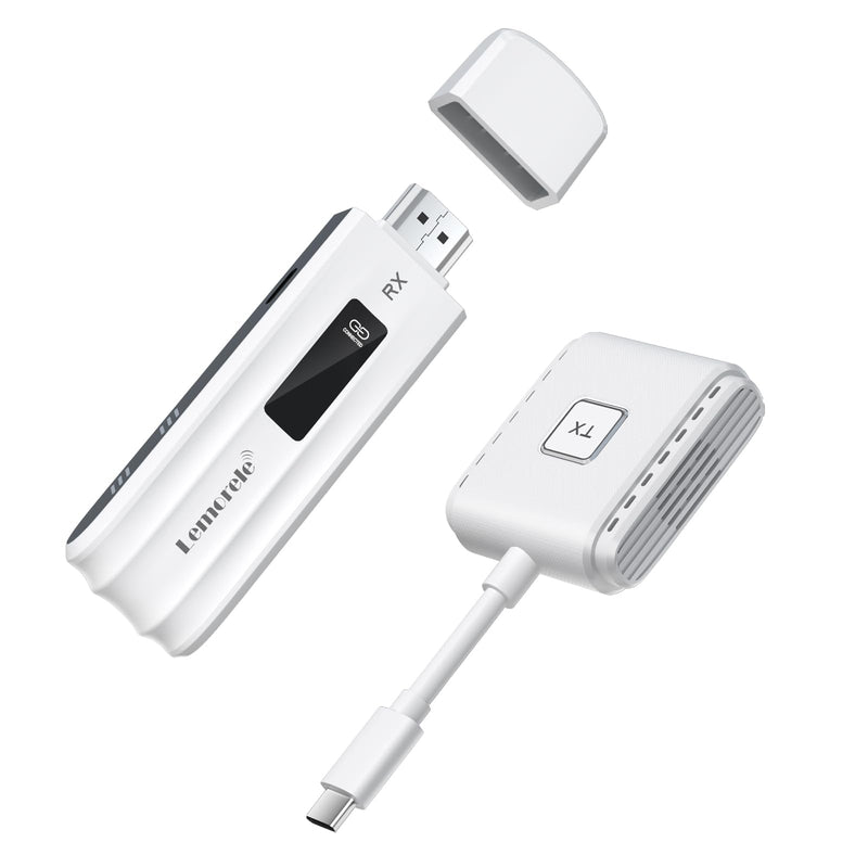 Lemorele Wireless USB-C Transmitter and HDMI Receiver Kit, Plug&Play USB-C to HDMI Wireless Extender, 2.4/5G 164ft Range 1080P Full HD, for Streaming Video&Audio to HD TV/Monitor from Phone/Laptop USB-C TX + HDMI RX