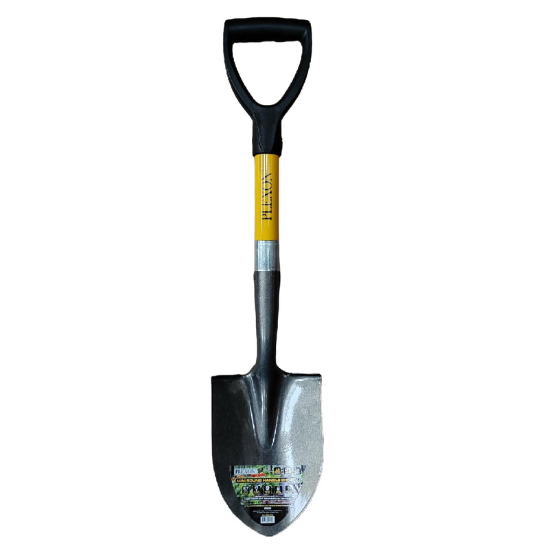 Plexon Mini Transfer Shovel 27" – Fiberglass Handle, 50Mn Steel Blade, D-Grip – Compact Spade for Car Emergency, Camping, Garden & Sand Round