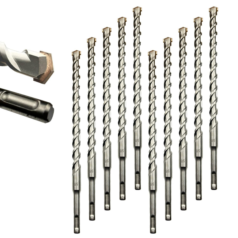 Direko 10-Piece 5/8 inch x 6 Inch SDS Plus Rotary Hammer Drill Bits Carbide Tipped Concert Drill Bits for Concrete, Brick, Cement Walls, Stone, Hammer Drill Bits for Concrete HD-A5/8"x6"