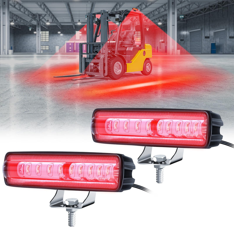 Forklift Safety Light with Red Side Warning Zone,30W LED Pedestrian Warning Light with Adjustable Mounting Bracket for Warehouse and Industrial Use, Enhances Workplace Safety,DC 10-110V