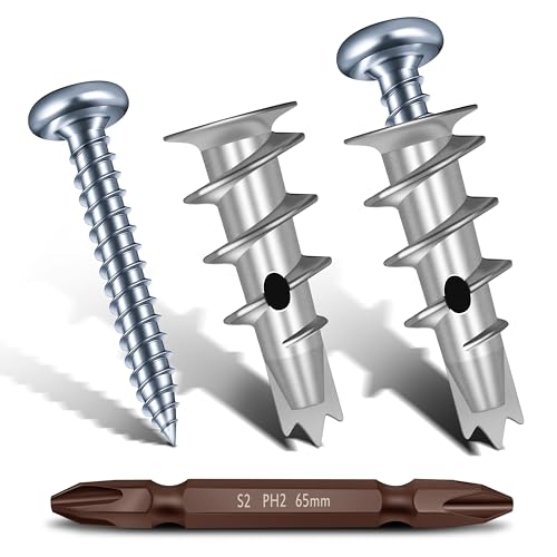 Mywish Zinc Self Drilling Drywall Anchors, Hollow Wall Anchors and Screws Kit, Drywall Screws, 120pcs Heavy Duty Metal Wall Anchors and 120pcs #8 x 1-1/4'' Screws (240Pcs All Together) Tri-point 120