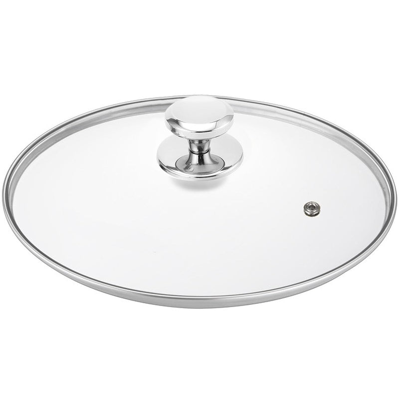 Glass Lid for 12.5 Inch Stainelss Steel Cast Iron Skillets Frying Pans, 32cm Tempered Lids for Dutch Ovens, 12.5 In Pan Cover with Stainless Steel Rim for Stock Pots, Dishwasher Safe 12.5" Stainless Steel Rim & Handle