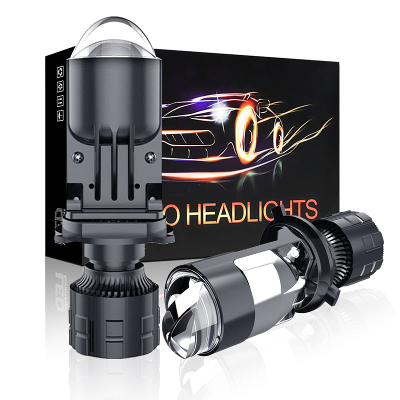H4 Bulbs-30,000LM Extremely Bright 6000K White Hi-Lo Beam Function with Clear Cut Off Line,H4/9003/HB2 Mini Projector Lens Retrofit Kit