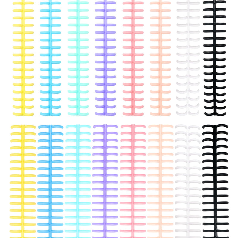 16 PCS Comb Binding Spines, Plastic Spiral Binding Coils, 30 Rings Click Binding Spines for Student Teacher Business Document File Notebook File Making (Colorful) Colorful
