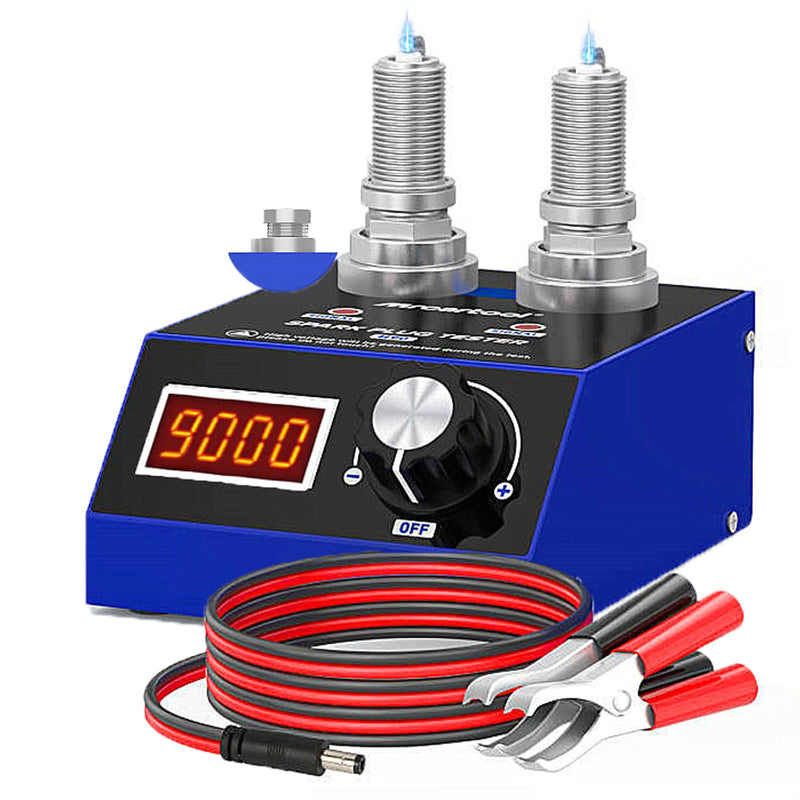 BELEY Spark Plug Tester Automotive Engine Ignition Coil Tester Dual Holes 500-9000rpm Working Frequency with LCD Display,110V/220V Car Spark Plugs Tester Tool for 12V Gasoline Vehicle. H90