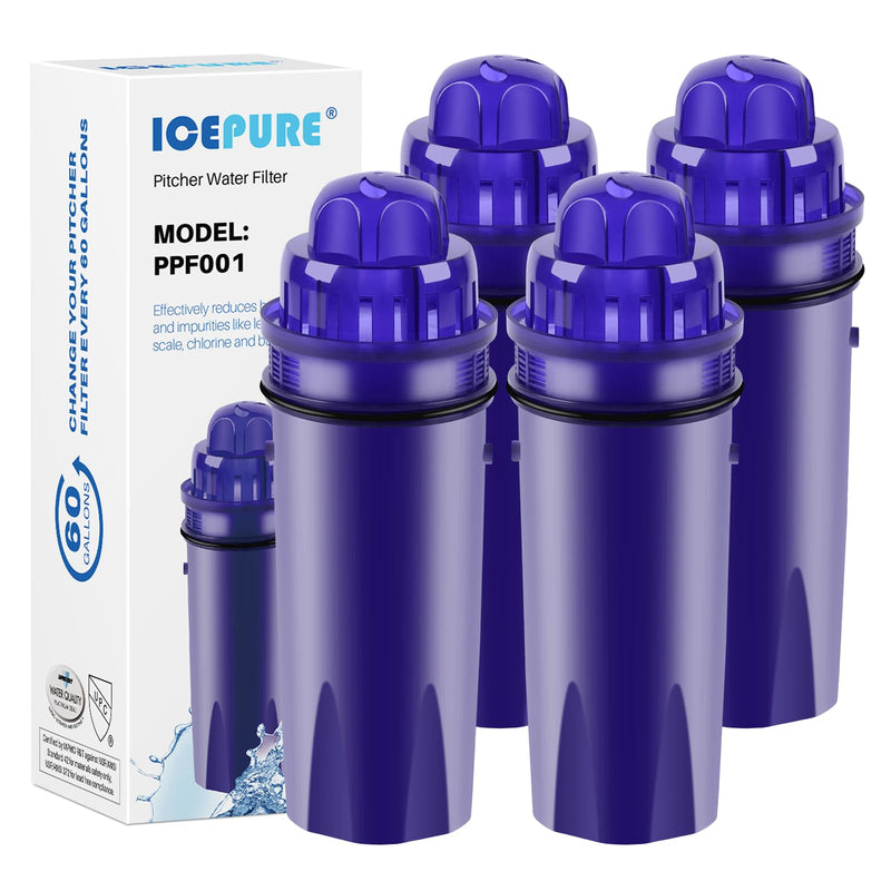 ICEPURE PPF001 Pitcher Water Filter Replacement for Pur CRF950Z, PPF951K, PPT700W, CR-1100C, DS-1800Z, CR-6000C, PPT711W, PPT711, PPT710W, PPT111W, PPT111R Pitchers and Dispensers,4PACK 4 Count (Pack of 1)