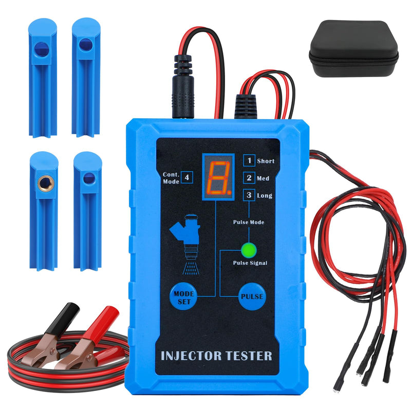 PLAYOCCAR Automotive Fuel Injector Tester, Car Fuel Injector Cleaner Tool Kit with 8 Pulse Modes, 12V GM Fuel Injector Pressure Tester with 4 Nozzles