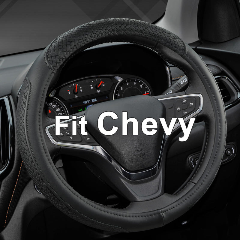 West Llama Customized Auto Car Steering Wheel Cover for Chevy 14.5-15 inches, Steering Wheel Cover for Chevrolet(Black Line-Standard Size) ["Standard size (14½''-15'')"] ['C-Black']