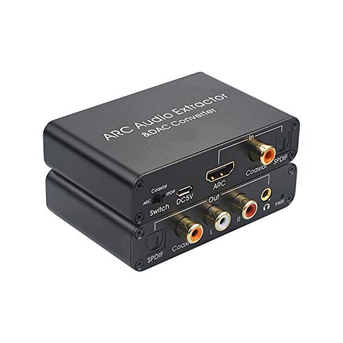 HDMI ARC Audio Extractor Pro, 192KHz DAC Converter, HDMI ARC to Optical Coaxial and Analog L/R RCA 3.5mm, Digital Optical SPDIF Coaxial to Analog Audio Converter for TV Sound System (H103-ARC Pro) H103-ARC Pro
