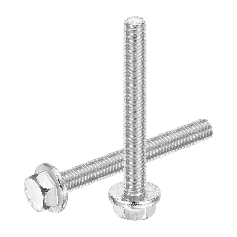 uxcell 25Pcs M8 x 80mm Hex Serrated Flange Bolts Screws, 304 Stainless Steel Flanged Hex Head Bolts Flange Hexagon Screws for Households, Machine Tools, and DIY Project, Silver M8x80mm 25