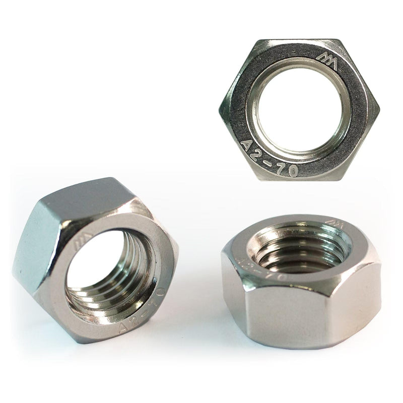 M20-2.5 Hex-Nuts (18pcs), 304 Stainless Steel (18-8), Hardware, Metric, Coarse Thread, DIN 934 M20