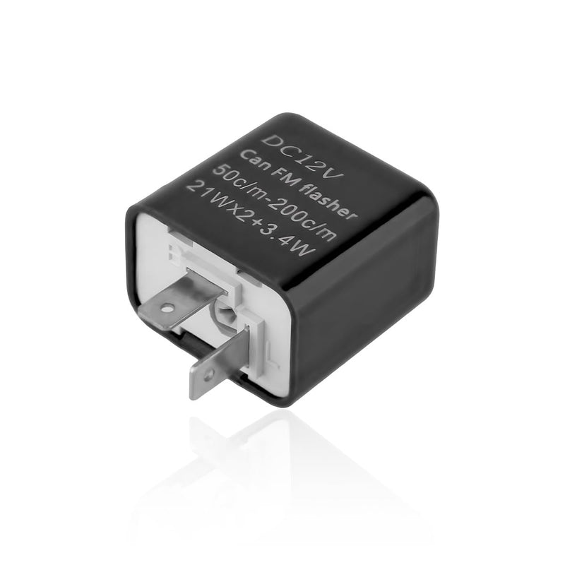 12V Speed Adjustable 2 Pin LED Flasher Relay, Electronic Flasher Relay Replacement Hazard Warn Flasher Relay, 2-Pin Hyper Flash Relay Fix Car Motorcycle LED Turn Signal Light (Black) Black/1PCS