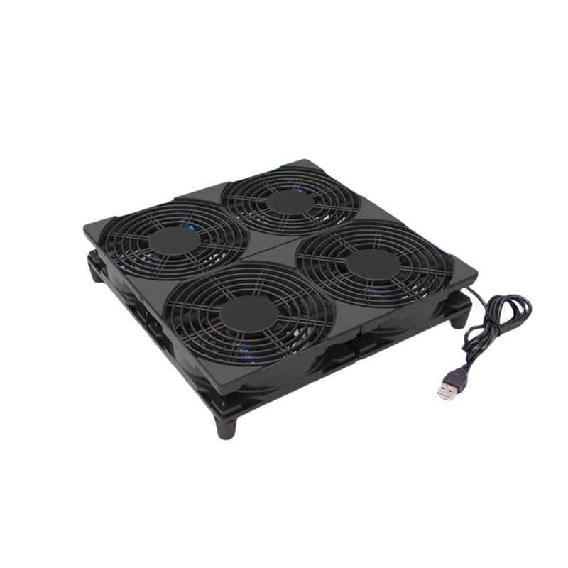 5V Quiet USB Cooling Fan 120mm x 4 with 1200mm Cable,152CFM Big Airflow Cooling for Router, Computer, Mac Mini, PlayStation, Rack DIY Audio Video Network Cabinet Server Cooling Project 4x120mm