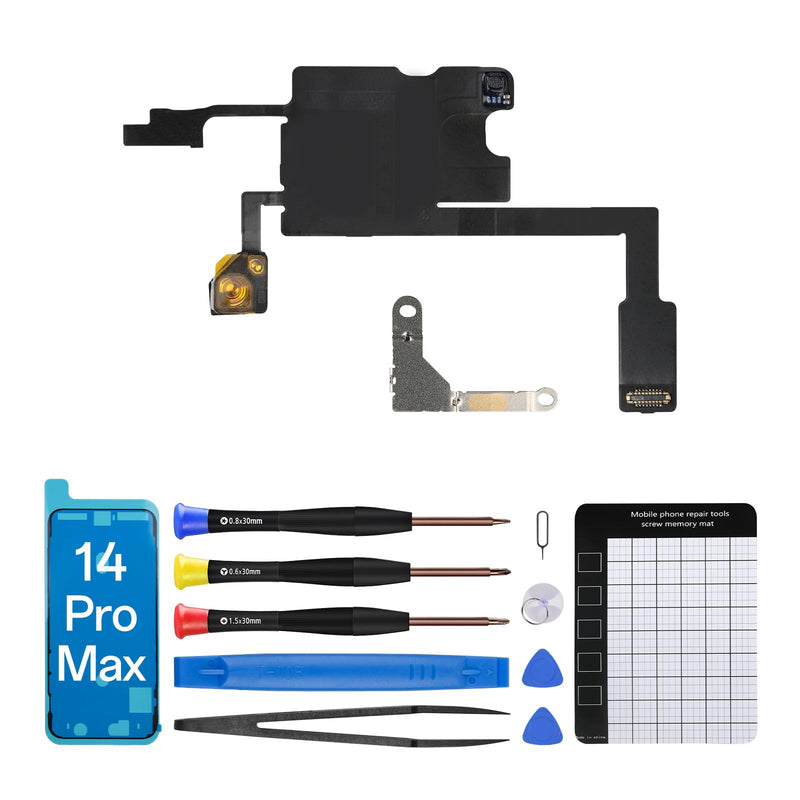 for iPhone 14 Pro Max Earpiece Ear Speaker Flex Cable Replacement for iPhone 14promax Proximity Sensor Flex Cable with Full Repair Fix Tools Kit Waterproof for A2651 A2893 A2894 A2895 A2896