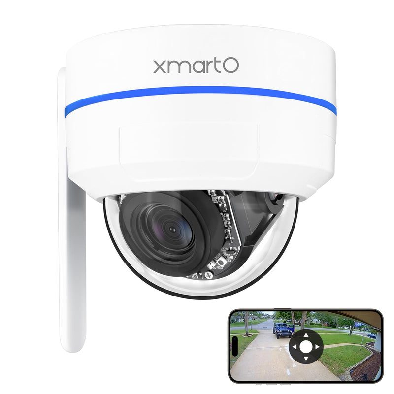 xmartO [AI Tracking Dome CAM 2K HD Metal Dome PTZ Wireless Security Camera with Automatic Tracking, 2-Way Audio and Night Vision (Standalone WiFi Camera, Works with WiFi Router Only) SINGLE