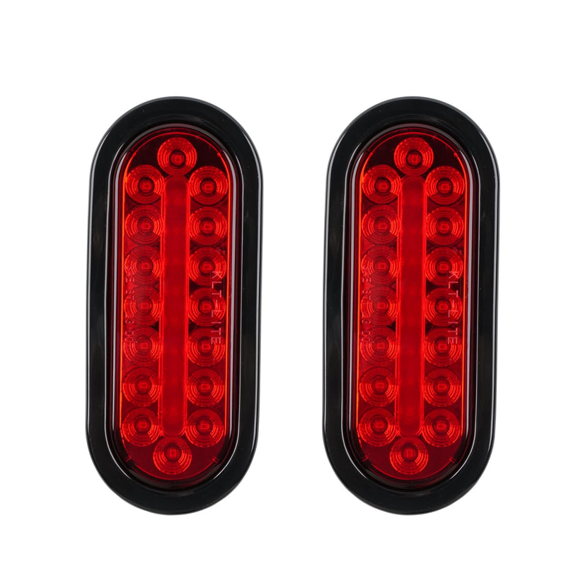 2Pcs 6" Oval LED Red Tail Trailer Light 24LEDs, IP65 Waterproof, Stop Brake Turn Signal Reverse marker, Surface Mount, For Bus Lorry Camper Boat Bus Truck RV Pickup Golf Cart Motorcycle 6“ Oval 24LED Red