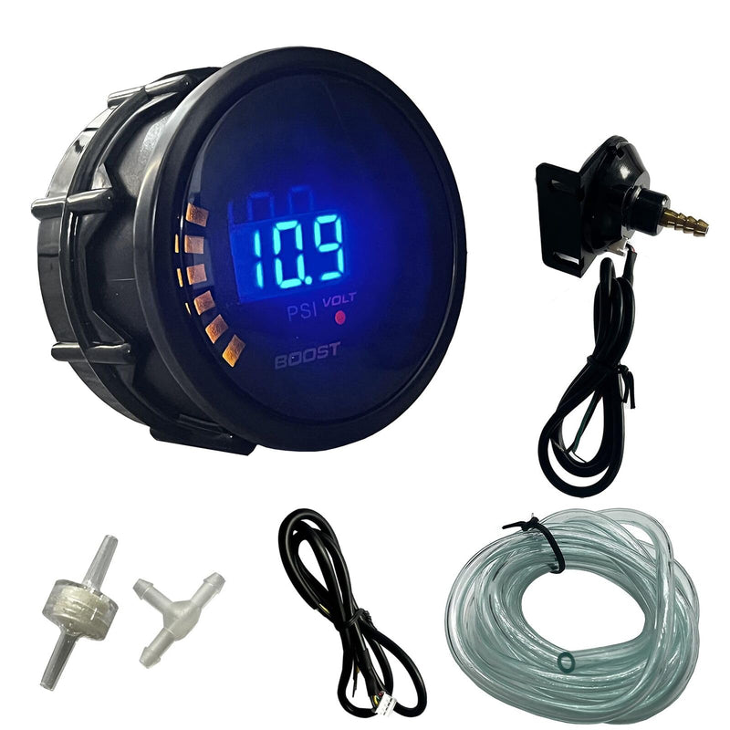 52mm 2" Digital Boost Gauge PSI Pressure Turbo Meter Black with Boost Sensor gauge AS