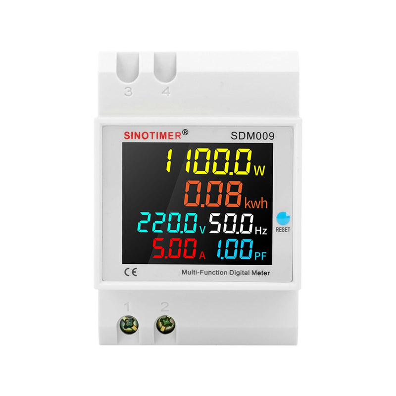 6IN1 Single Phase Energy Meter Din Rail Electricity Usage Monitor AC 40-300V 100A Voltmeter Ammeter Watt Kwh Frequency Power Meter Built-in CT 110V Internal CT