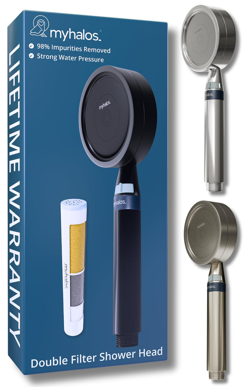 Handheld Filtered Shower Head with Handheld Handle - High Pressure Shower Heads With Filter To Reduce Chlorine & Soften Water - Easy to Install Detachable Filtered Shower Head For Hard Water Handheld Shower Head Black