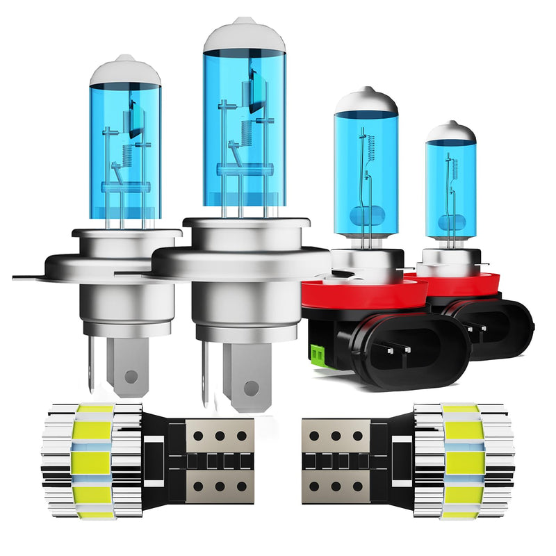 Light Bulbs Fit For Toyota Tundra 2014-2018, High Performance Halogen Headlight Bulb And License Plate Lights Combo, 9003 H11 High Low Beam Fog Lights, 6000K White Light, Pack of 6