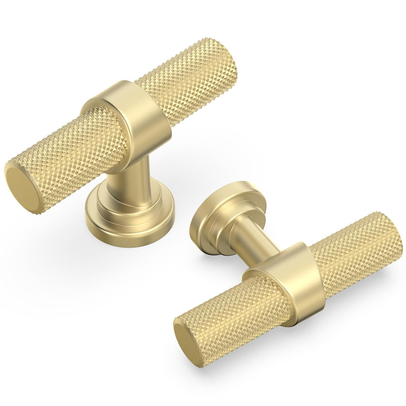 10 Pack Cabinet knurled Knobs Brushed Gold Kitchen Cabinet Knobs Aluminum and Zinc Alloy Drawer Pulls Solid Cabinet Hardware 1.38'' Diameter(35mm) 10
