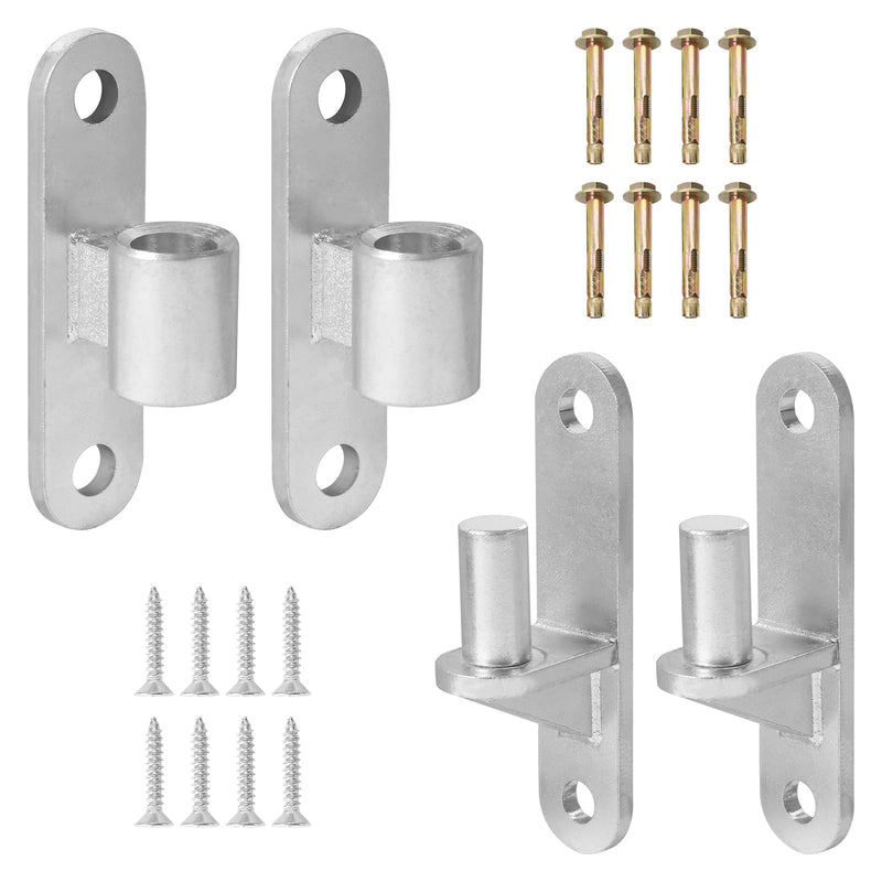 2 Set Heavy Duty Gate Hinges, Wall Mount Gate Hinges 5/8'' Pin Fence Post Hinge Set for Wooden or Concrete Fence Gate (Silver, Screws Included) Silver-2 Pairs