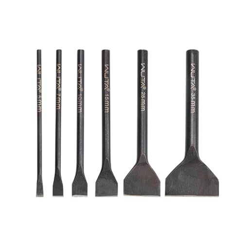 WUTA 6 Pcs Slot Leather Punch Set,Leather Hole Punch Tool,Carbon Steel Black Slotted Punch Leather Craft Tool（A) 5+7+10+15+25+35mm