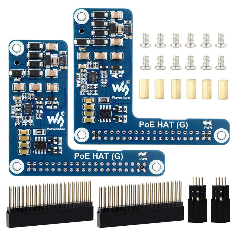 Waveshare 2PCS PoE HAT (G), Compatible with Raspberry Pi 5, 5V 5A Output, Stable Performance, Supports 802.3af/at Network Standard, Power Over Ethernet HAT (G), Suitable for RPi 5 Official Case