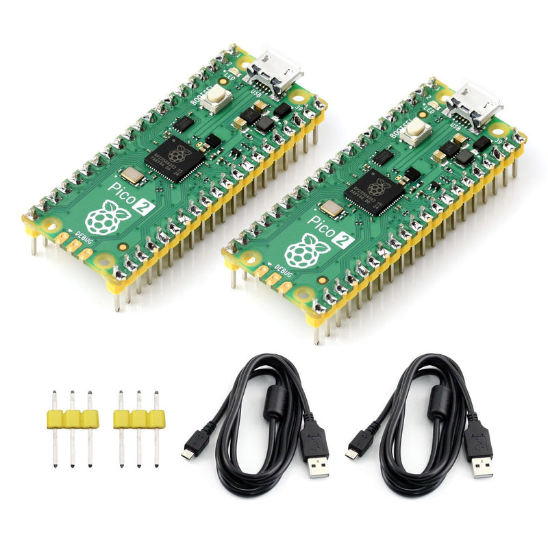 Waveshare 2PCS Raspberry-Pi-Pico-2-M, Compatible with Raspberry Pi Pico 2 Microcontroller Board, Based On Official RP2350 Chip, Dual-Core & Dual-Architecture Design, 3 Items, 2PCS Version