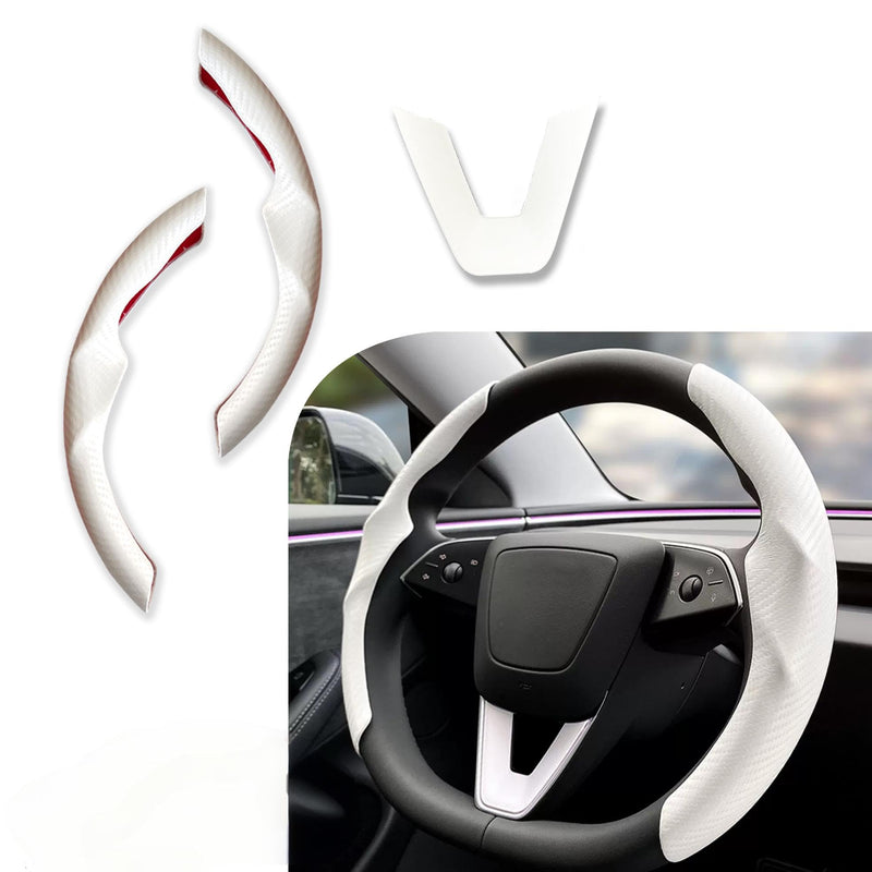 for Tesla Model 3 Highland and Model Y Juniper Steering Wheel Cover Trim Interior Decoration Protection Accessories (M3/My-White 3pcs) E