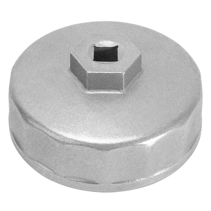 74mm 14Flutes Oil Filter Cap Wrench Removal Tool Socket Compatible with Mercedes Benz, Audi, Sprinter, VW, Porsche, Volkswagen, Mazda, Silver Heavy-Duty Aluminum