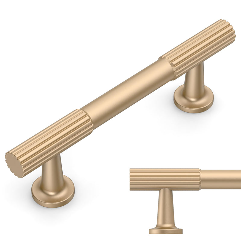 Amerdeco 10 Pack Champagne Gold Cabinet Pulls 3Inch(76MM) Hole Centers Kitchen Cabinet Handles Hardware for Cupboard Handles Drawer Pulls ZH0071 3"/76MM Pull