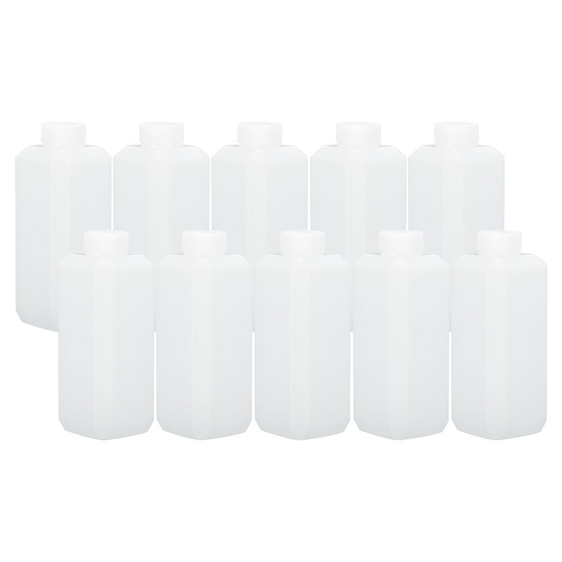 PATIKIL Reagent Bottles, 10 Pcs 500ml HDPE Narrow Mouth Square Sample Storage Container with Inner Ring Cover for Lab Water Reagent Liquids Solid Sample Storage Seal, Translucent White
