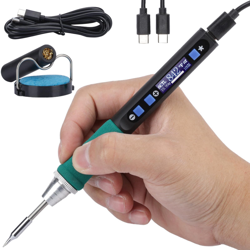 WEP 928D-IV Soldering Iron Kit with Fast Heating with C235 Tip, Dynamic Screen, Compact Digital Soldering Iron with Multi-Functional Cover, Type-C Powering, Sleep Mode, PD and QC Protocols Basic Style
