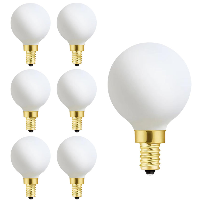 XININSUN Frosted G16.5 globe light bulb,e12 Round Candelabra Bulb 60 watt,6W Chandelier Light Bulbs,Milky White Candelabra LED Bulb,Dimmable,6W 2700K Warm White 600lm,6Pack 6W=60W-2700K